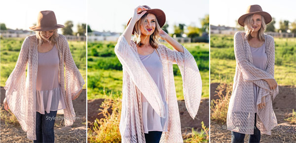 Edna bell-sleeve crochet bohemian hippy cardigan