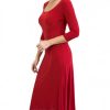 Monique 3/4 Sleeve Princess A-Line Red Dress - Image 2