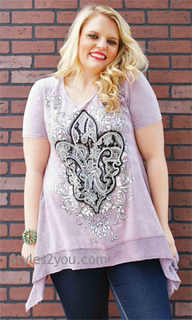 Ria plus size tunic in mauve